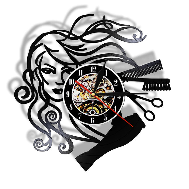 Dekorativ vinylklokke for damefrisør salong