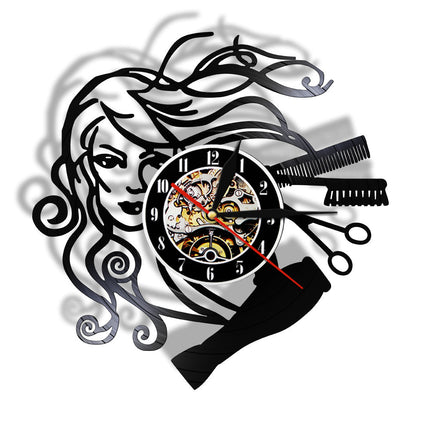 Dekorativ vinylklokke for damefrisør salong