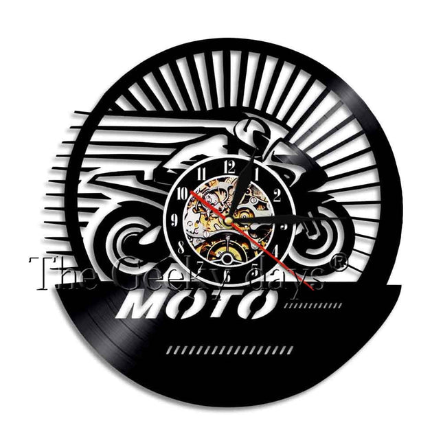 Racing motorsykkel veggklokke i vinyl