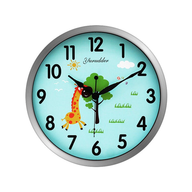 Rund veggklokke med sjiraff for barn