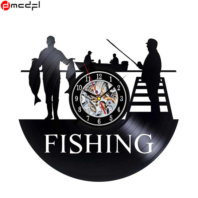 Vinyl veggklokke for fiskeentusiaster