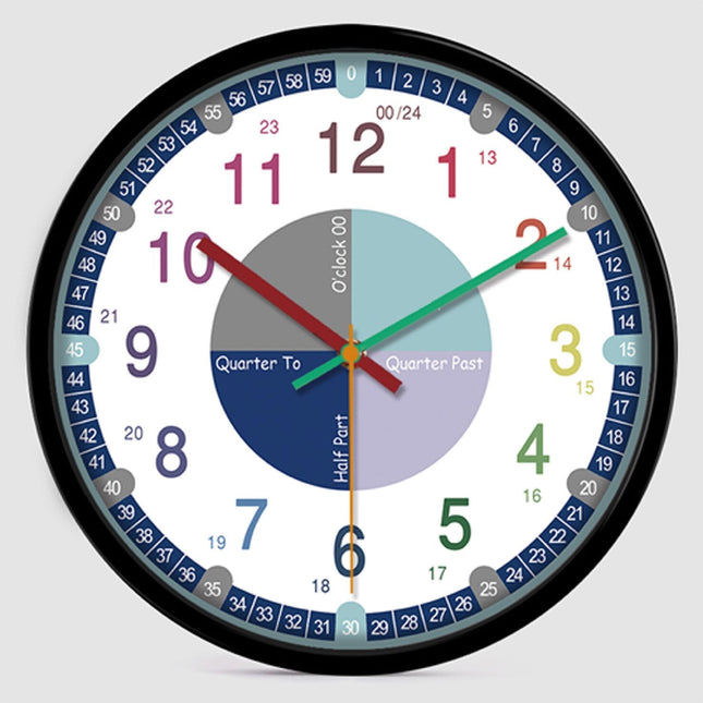 Pedagogisk veggklokke for å lære klokken