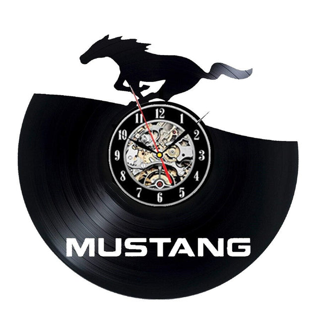 Ford Mustang bil vinylplate veggklokke