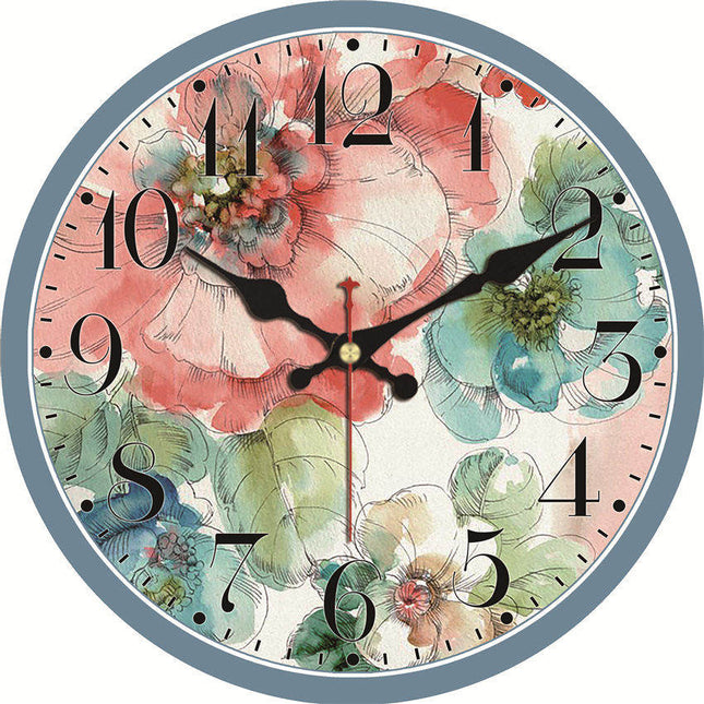 Romantisk vintage veggklokke med blomstermotiv