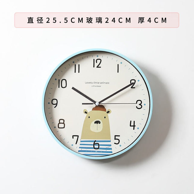 Rund veggklokke med kanin for barn