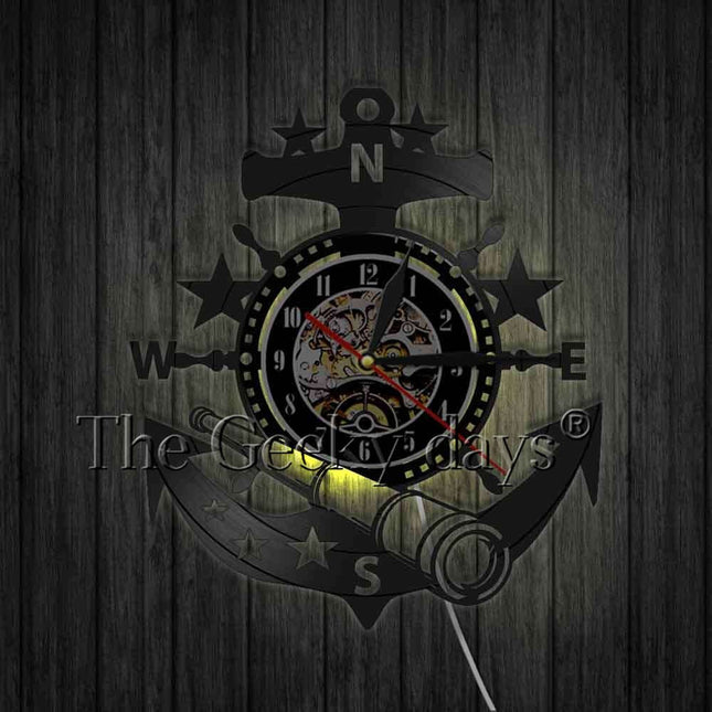 Maritim vinylklokke med anker