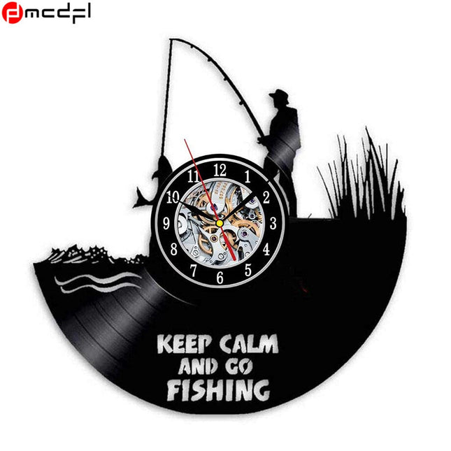 Vinyl veggklokke for fiskeentusiaster