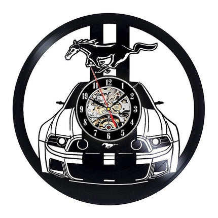 Ford Mustang bil vinylplate veggklokke