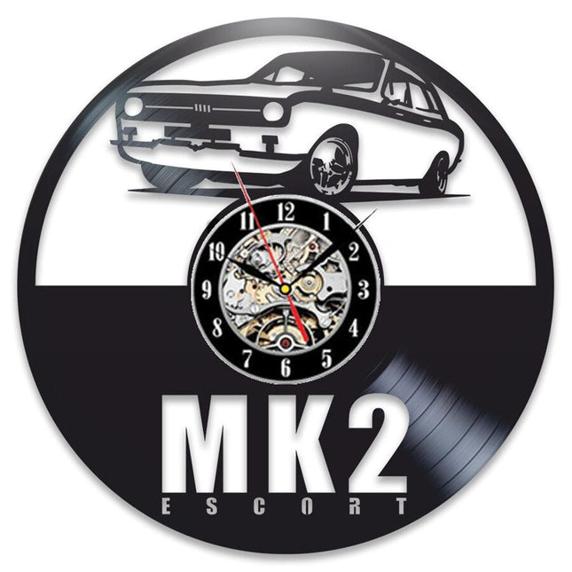 Ford Mustang bil vinylplate veggklokke