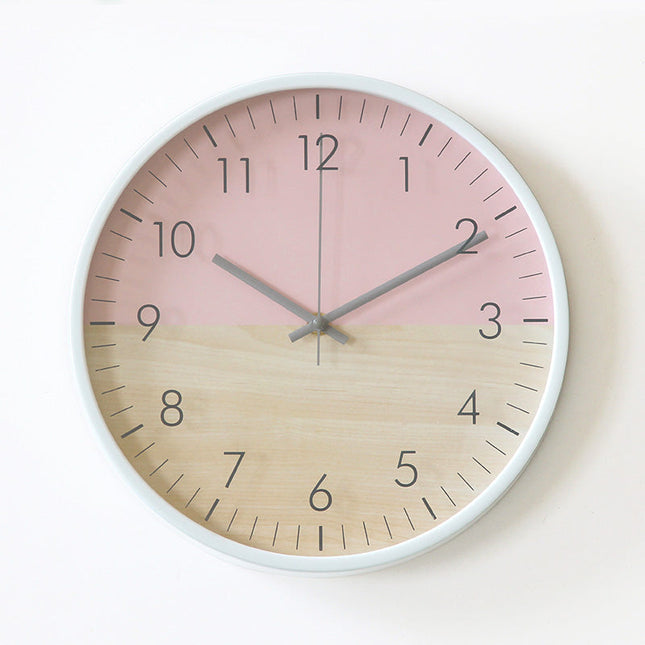 Skandinavisk veggklokke i rosa og gult