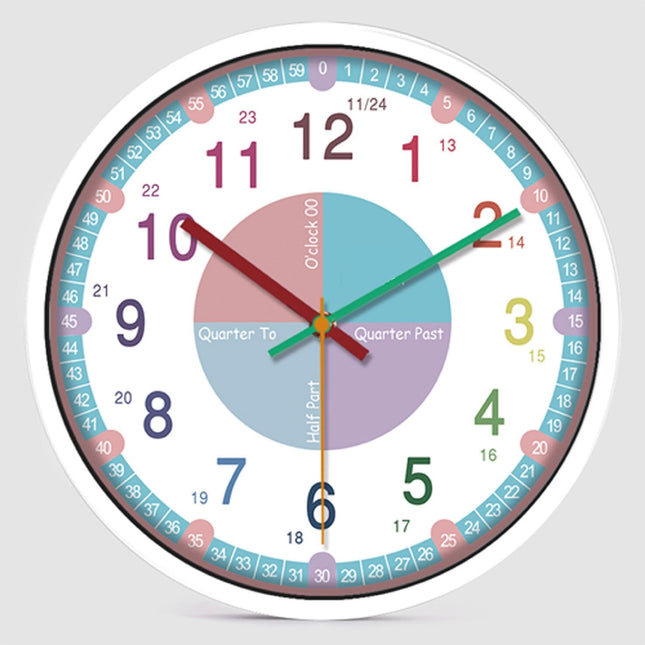 Pedagogisk veggklokke for å lære klokken