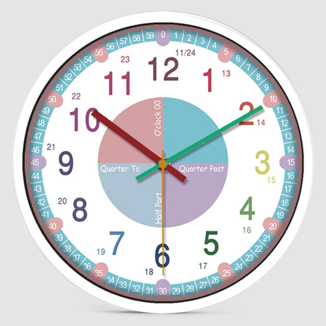 Pedagogisk veggklokke for å lære klokken