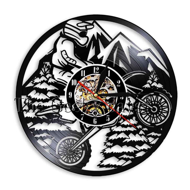 Veggklokke med motorsykkel motiv vinylplate