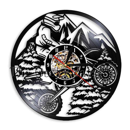 Motocross veggklokke laget av vinylplate