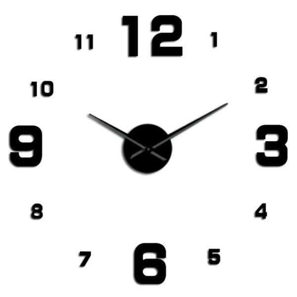 Moderne 3D veggklokke med store tall