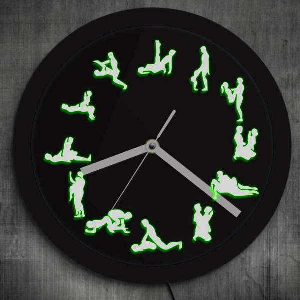 Kamasutra veggklokke med LED-lys