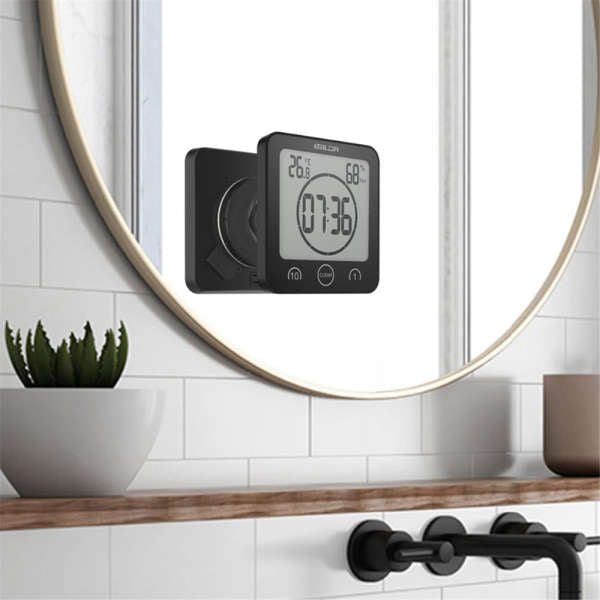 Digital firkantet klokke med termometer
