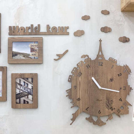 Veggklokke med verdens landemerker design