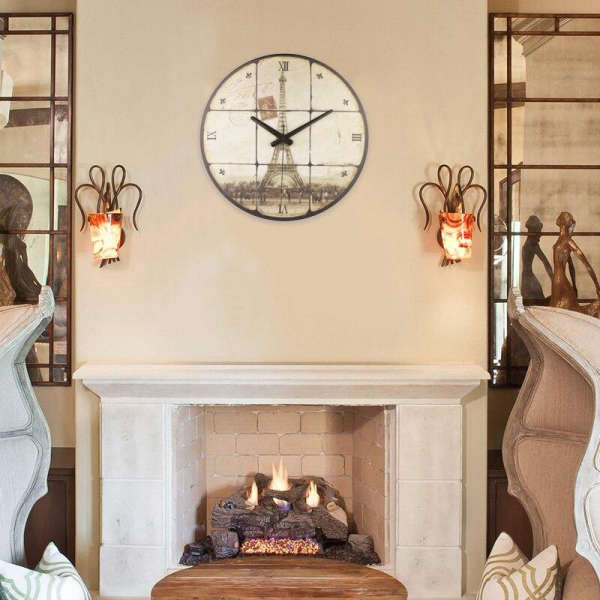 Stor vintage veggklokke med Eiffeltårnet