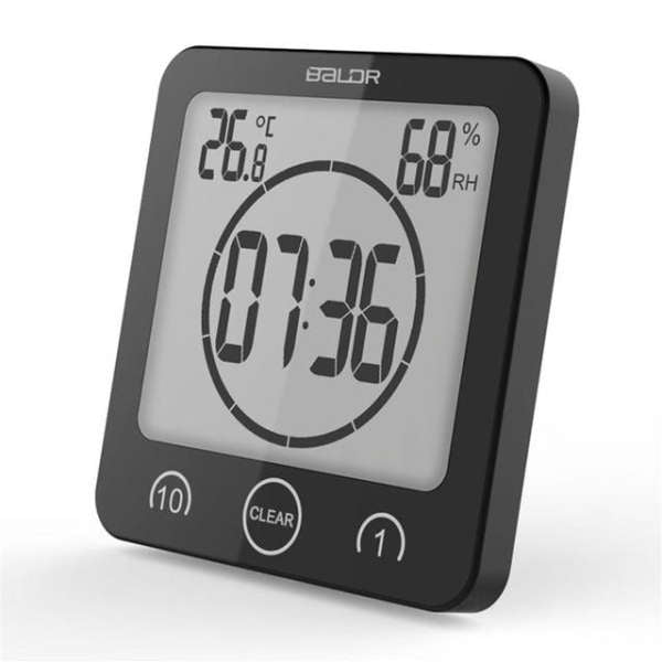 Digital firkantet klokke med termometer