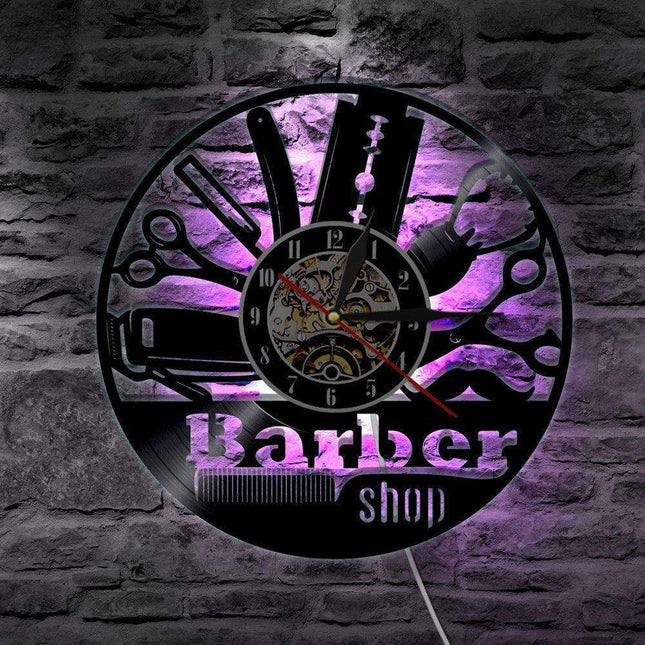 Barbershop vinylklokke med LED-lys
