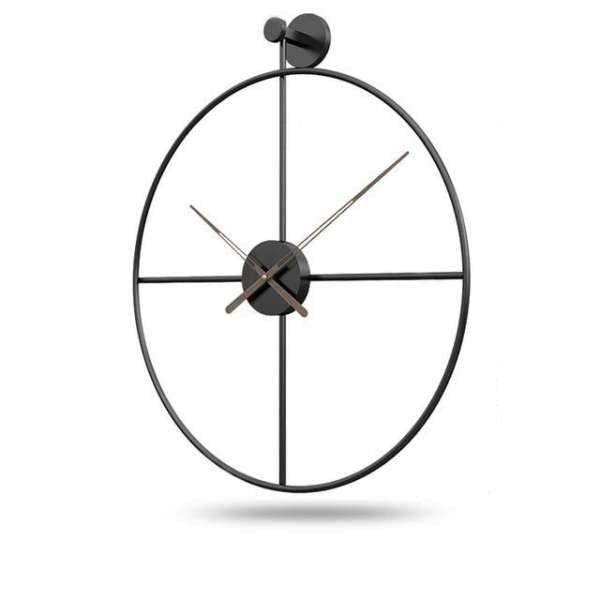 Minimalistisk svart veggklokke i metall