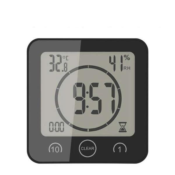 Vanntett digital baderomsklokke med timer