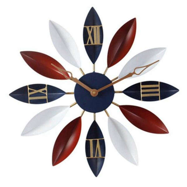 Moderne veggklokke med fargerike blader