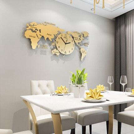 Stor verdenskart veggklokke som veggdekor