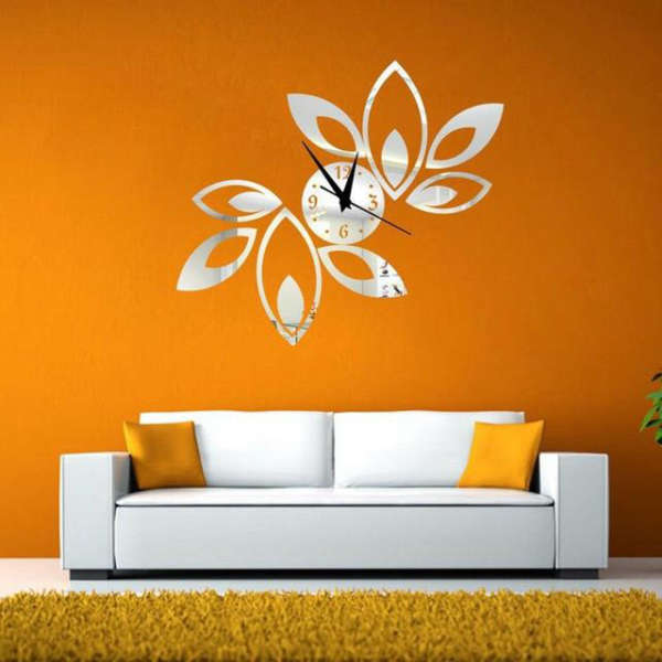 Selvklebende veggklokke med blomsterdesign