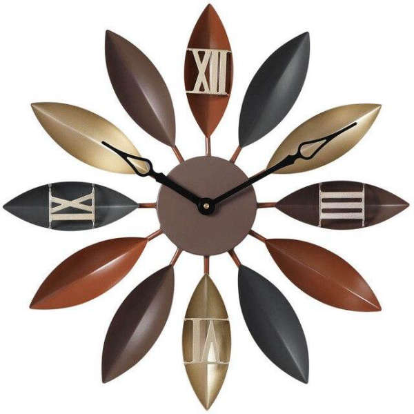 Moderne veggklokke med fargerike blader