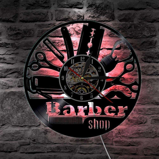 Barbershop vinylklokke med LED-lys