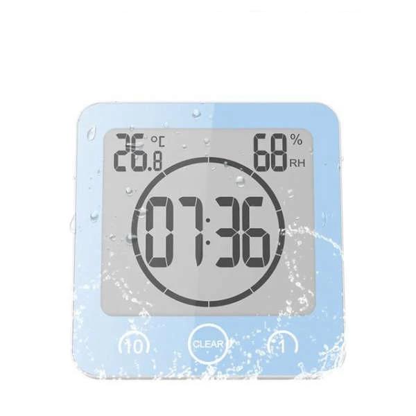 Vanntett digital baderomsklokke med timer