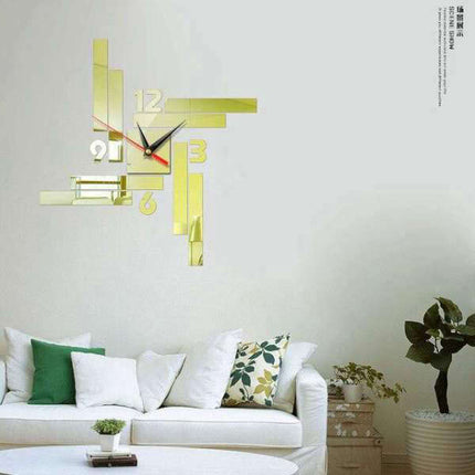 Moderne rektangulær DIY 3D-veggklokke