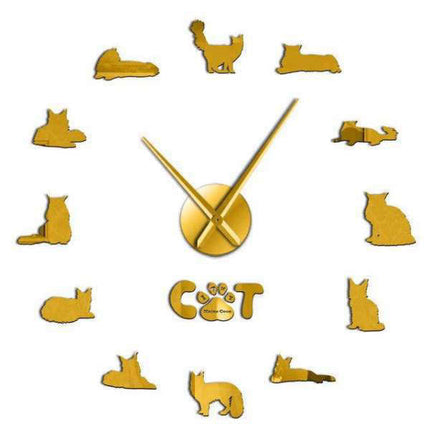 Stor DIY veggklokke med kattemotiv