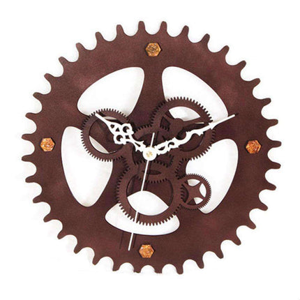 Industriell veggklokke med åpne tannhjul