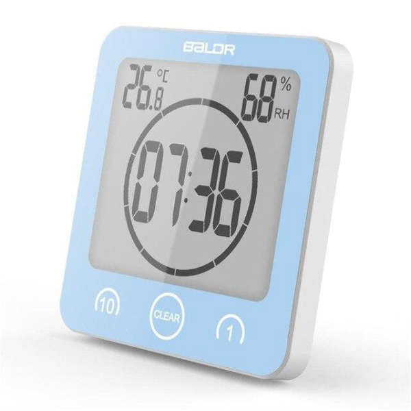 Digital firkantet klokke med termometer