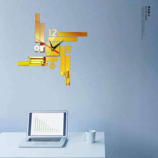 Moderne rektangulær DIY 3D-veggklokke