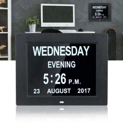 Digital kalenderklokke med dato og klokkeslett
