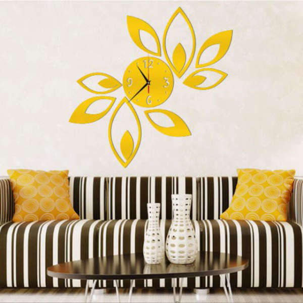 Selvklebende veggklokke med blomsterdesign