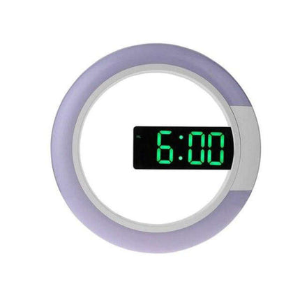 Digital LED-veggklokke med rundt design