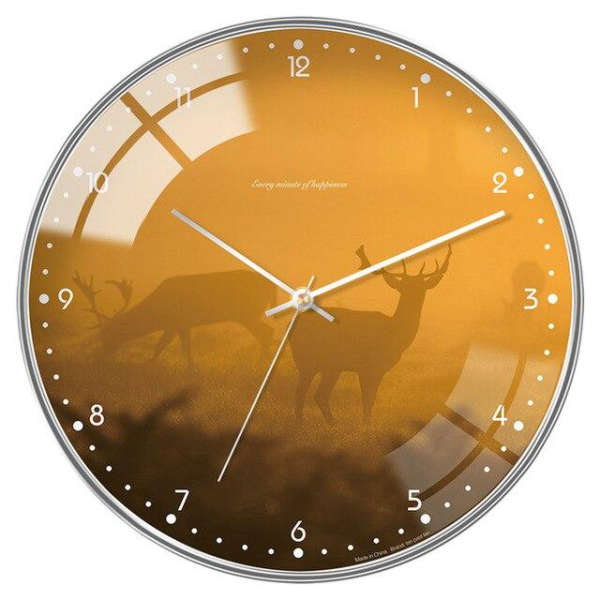 Moderne veggklokke med grønt bladmotiv