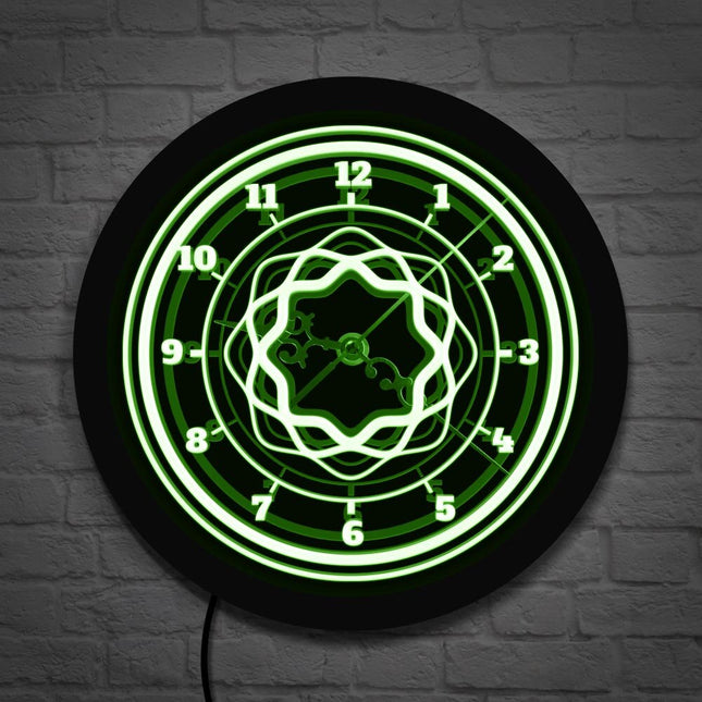 Abstrakt design LED veggklokke med lys