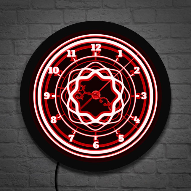 Abstrakt design LED veggklokke med lys