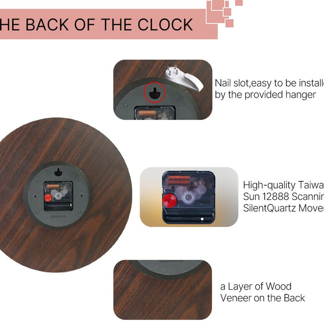 Vintage veggklokke i tre, patchwork