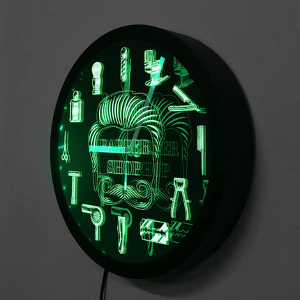 LED-veggklokke for barbersalong med lys