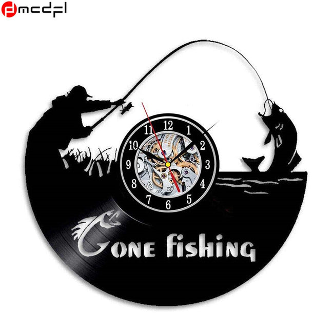 Vinyl veggklokke for fiskeentusiaster