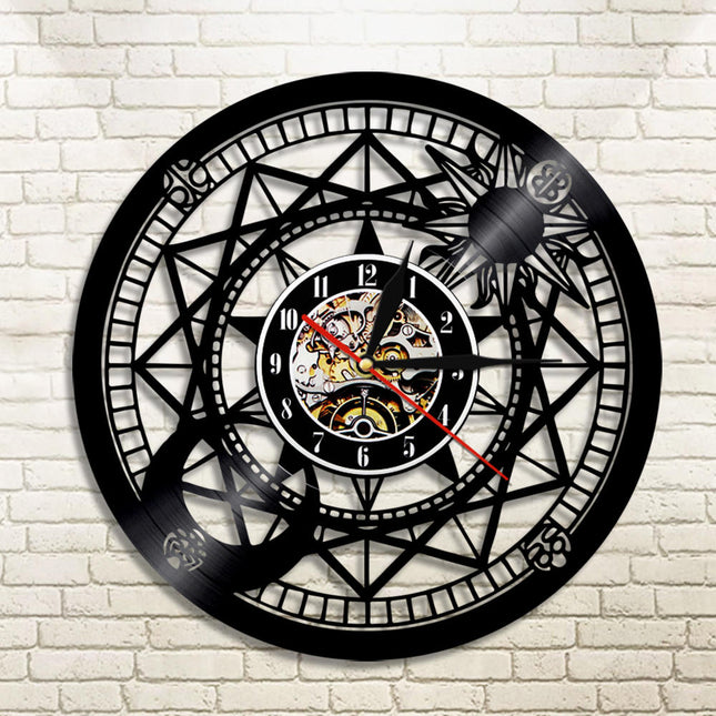 Nautisk veggklokke av vinyl med kompass