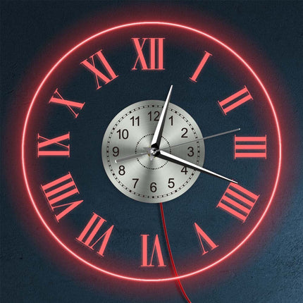 Lysende veggklokke med romerske tall
