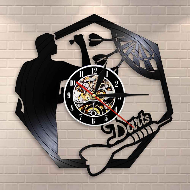 Vinylklokke med dartspill motiv dekor